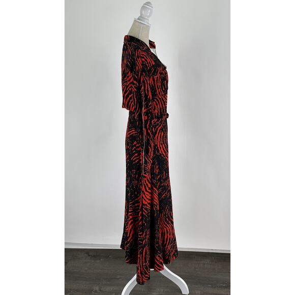 Proenza Schouler Printed Spiral Crepe De Chine Midi Wrap Dress Womens Size 2 New - Picture 8 of 16